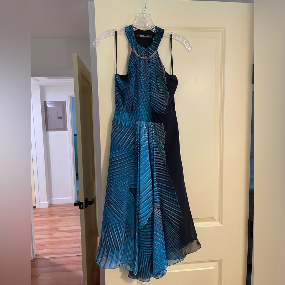 Roberto Cavalli teal dress